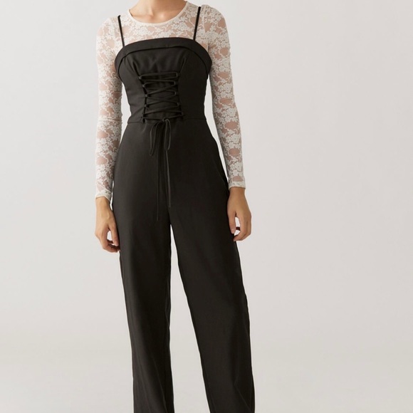 Urban Outfitters Pants - Urban Outfitters UO Andee Black Corset Strappy Jumpsuit XS